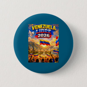 Bóton Redondo 5.08cm Venezuela Livre 2026 Bandeira do Coração da Venezu