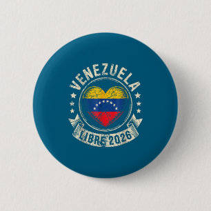 Bóton Redondo 5.08cm Venezuela Livre 2026 Bandeira do Coração da Venezu