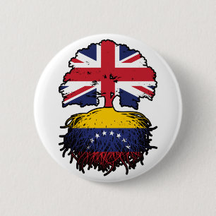 Bóton Redondo 5.08cm Venezuela Venezuelano Britânico Reino Unido Raízes