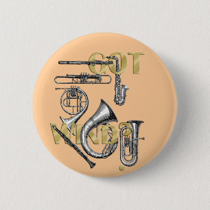 Bóton Redondo 5.08cm Vento obtido jogadores engraçados do instrumento