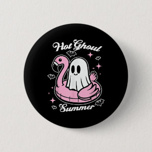 Bóton Redondo 5.08cm Verão Quente Ghoul Flamingo Fantasma Summerween