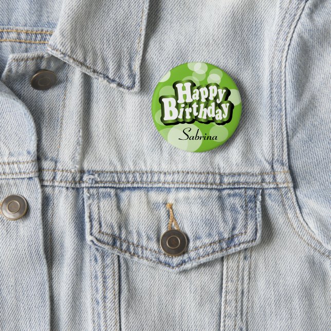 Bóton Redondo 5.08cm Verde limão Bokeh Birthday Design (In Situ)