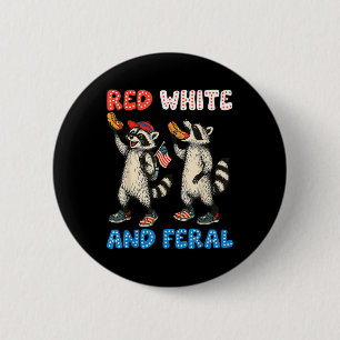 Bóton Redondo 5.08cm Vermelho Branco E Feral Engraçado Fofinho Guaxinim