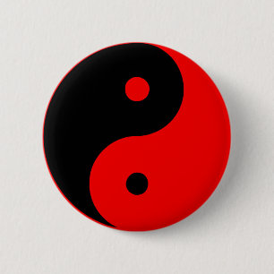 Bóton Redondo 5.08cm Vermelho de Taijitu do chinês do sinal do taoísm