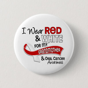 Bóton Redondo 5.08cm Vermelho e branco para meu cancer oral da avó 42