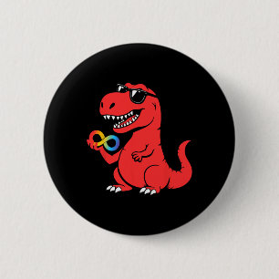 Bóton Redondo 5.08cm Vermelho Em vez de Autismo Dino Conscientização so