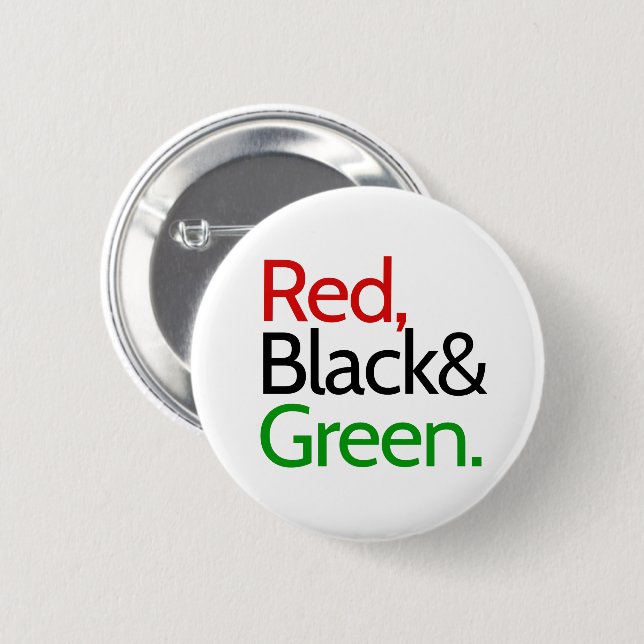 Bóton Redondo 5.08cm Vermelho, Negro e Verde-Africano Americano  (Frente & Verso)