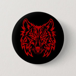 Bóton Redondo 5.08cm Vermelho tribal do lobo