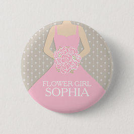 Bóton Redondo 5.08cm Vestido cor-de-rosa de menina chamada botão de pin
