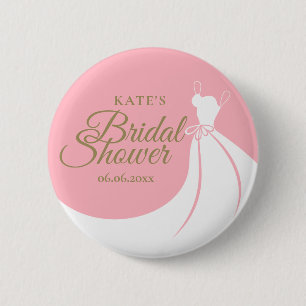 Bóton Redondo 5.08cm Vestido Elegante Rosa Bege Chuva de Presentes