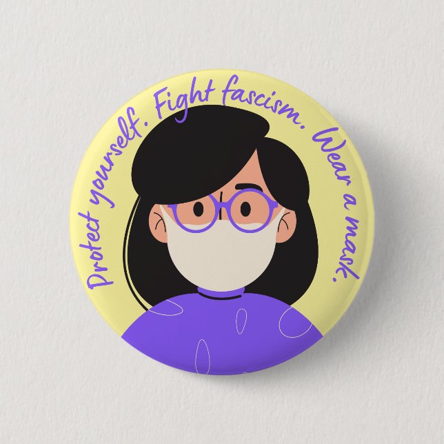 Bóton Redondo 5.08cm Vestir um Estilo Roxo de Máscara (Frente)