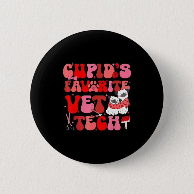 Bóton Redondo 5.08cm Vet Tech Valentines Day Veterinary Vet Student Vet (Frente)