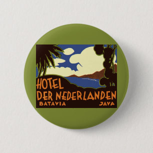 Bóton Redondo 5.08cm Viagem Antiga Jacarta Indonésia Hotel Nederlanden
