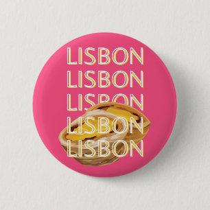Bóton Redondo 5.08cm Viagem de Lisboa, Rosa, Portugal, Viagem de Arte