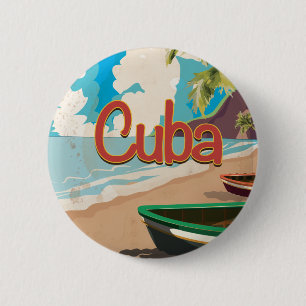 Bóton Redondo 5.08cm Viagens vintage Cuba