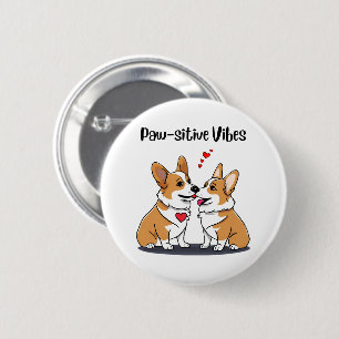 Bóton Redondo 5.08cm Vibes Corgis Apaixonados