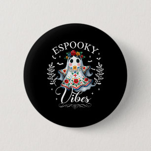 Bóton Redondo 5.08cm Vibrações Espooky Mestra Halloween Espanhol Mexica