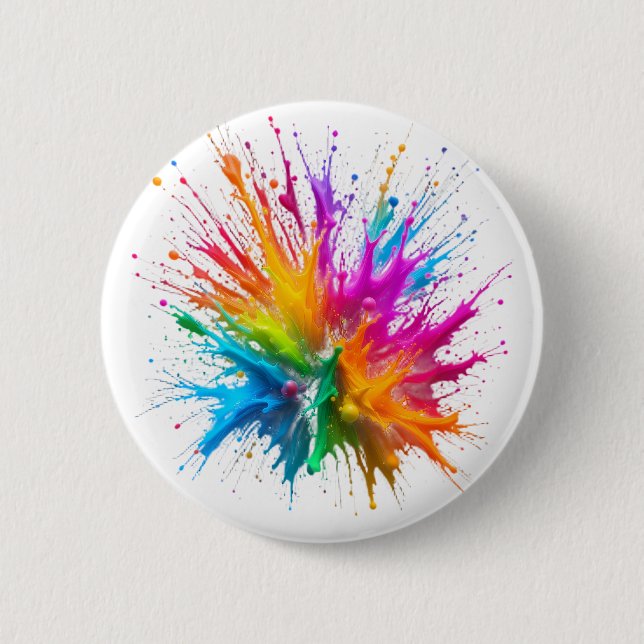 Bóton Redondo 5.08cm Vibrant Rainbow Paint Splatter Explosion (Frente)