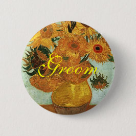 Bóton Redondo 5.08cm Vida tranquila - Vaso com doze Sunflower, Vincent