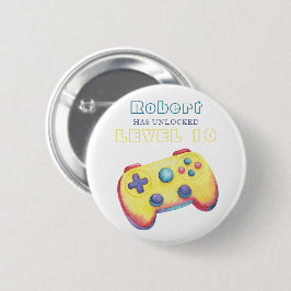Bóton Redondo 5.08cm Video Game Aquarela Aniversário de Crianças
