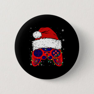 Bóton Redondo 5.08cm Vídeo Jogo Santa Hat Diversão Natal Pjs Luzes Rapa