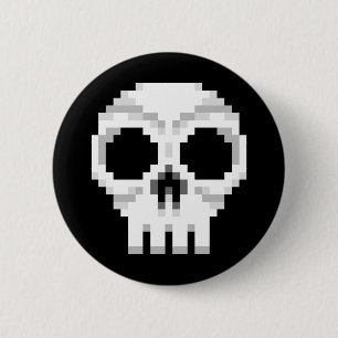 Bóton Redondo 5.08cm Videogame Death Skull - Pixel Art