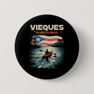 Bóton Redondo 5.08cm Vieques Ilha de Porto Rico Lembrança Bandeira Port