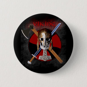 Bóton Redondo 5.08cm VIKING - Shield Skull