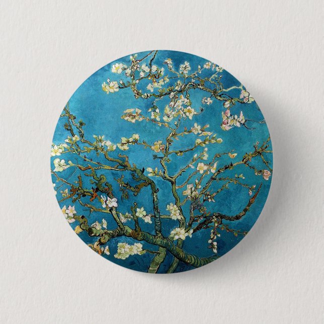 Bóton Redondo 5.08cm Vincent van Gogh, Almond Tree florescente (Frente)