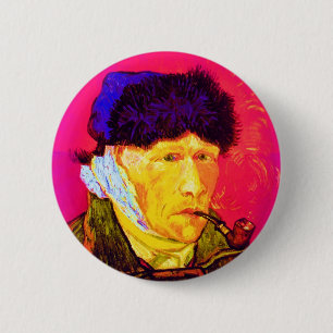 Bóton Redondo 5.08cm Vincent Van Gogh - Autorretrato Bandagem Pop Art
