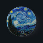 Bóton Redondo 5.08cm Vincent Van Gogh Na Noite Estrelada<br><div class="desc">Vincent Van Gogh é o Detalhe da Noite Estrelada</div>