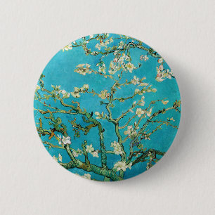 Bóton Redondo 5.08cm Vincent Van Gogh pintando Flores de Amendoeira