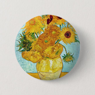 Bóton Redondo 5.08cm Vincent van Gogh - vaso com 12 girassóis