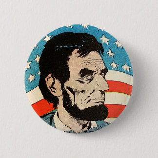 Bóton Redondo 5.08cm Vintage Abraham Lincoln USA Flag Illustration