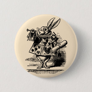 Bóton Redondo 5.08cm Vintage Alice no País das Maravilhas Coelho como 