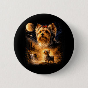 Bóton Redondo 5.08cm Vintage anos 90 Yorkshire Terrier Uivando Para A L