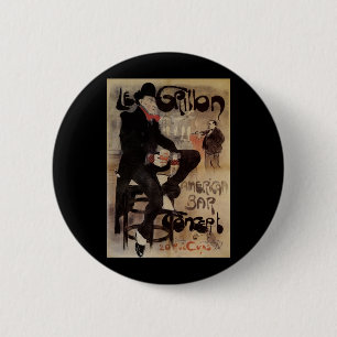 Bóton Redondo 5.08cm Vintage Art Nouveau Le Grillon, Bebendo Beer