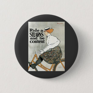 Bóton Redondo 5.08cm Vintage Art Nouveau, Ride a Sterns Bicicletes Bike