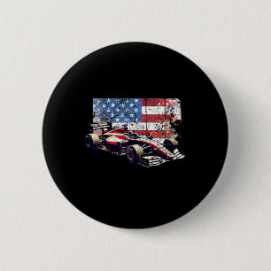 Bóton Redondo 5.08cm Vintage Auto Racing Carro American Flag 4 De Julho