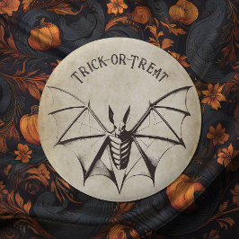 Bóton Redondo 5.08cm Vintage Bat Halloween Esqueletal