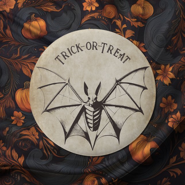 Bóton Redondo 5.08cm Vintage Bat Halloween Esqueletal (Criador carregado)