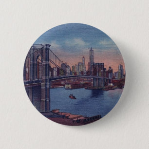 Bóton Redondo 5.08cm Vintage Brooklyn Bridge