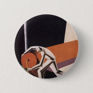 Bóton Redondo 5.08cm Vintage Business, Art Deco Tecidos e têxteis