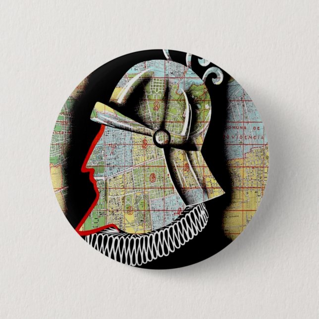 Bóton Redondo 5.08cm Vintage Chile Santiago Viagem (Frente)