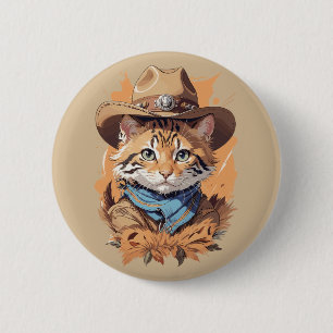 Bóton Redondo 5.08cm Vintage Cowboy Kitten Design