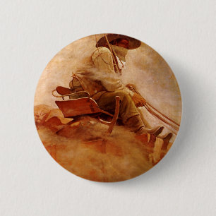 Bóton Redondo 5.08cm Vintage Cowboys, The Ore Wagon, do NC Wyeth