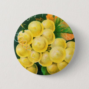 Bóton Redondo 5.08cm Vintage Fruta Rótulo de Grade Arte, Uvas Muscat