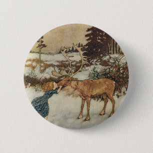Bóton Redondo 5.08cm Vintage Gerda e a rena por Edmund Dulac