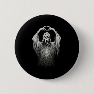 Bóton Redondo 5.08cm Vintage Ghost Face Heart Sign Hands Horror Costume