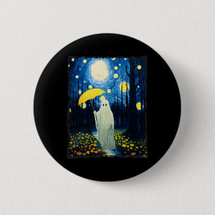Bóton Redondo 5.08cm Vintage Halloween Ghost Na Floresta Van Gogh Sta
